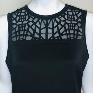 Thalia Sodi Sleeveless Laser Cut Out Black Dress Size Large NWT